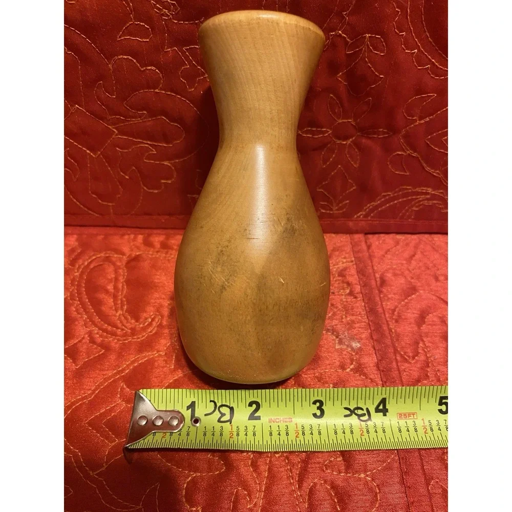 Hand Turned Natural Wood Grain Flower Vase 5.5 x 3 Hand Crafted‎ Farmhouse Artsy